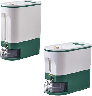 Bnidubro Caja de Almacenamiento de Arroz en Forma de Barril para el Hogar, A Prueba de Insectos y Humedad, Sellada, Caja de Almacenamiento de Arroz, Color y Verde