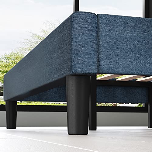 Image of Zinus Omkaram Upholstered Platform Bed Frame, Mattress Foundation, Wood Slat Support, No Box Spring Needed, Easy Assembly, Queen