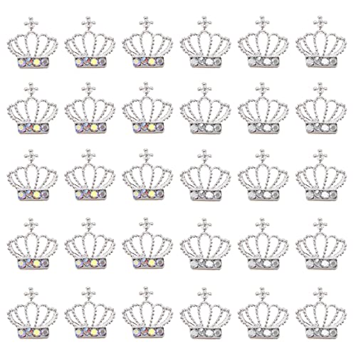 EMSea 30pcs Couronne Nail Art Brillant Strass 3D Couronne Nail Charme Ornement Décoration pour Femmes Filles Salon Maison DIY Nail Design Nail Art Fournitures