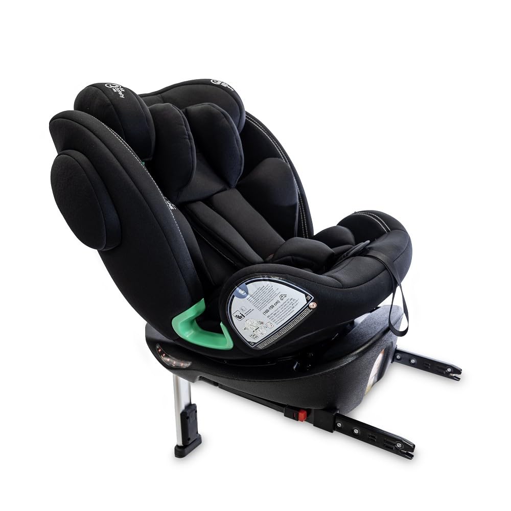 Interbaby Silla Coche Bebé PAX i-Size ISOFIX 360° Grupo 0+1+2+3 (Negro) | Silla auto giratoria 360 reclinable 40-150 cm, reductor recién nacido, protección lateral SPS, pata de apoyo