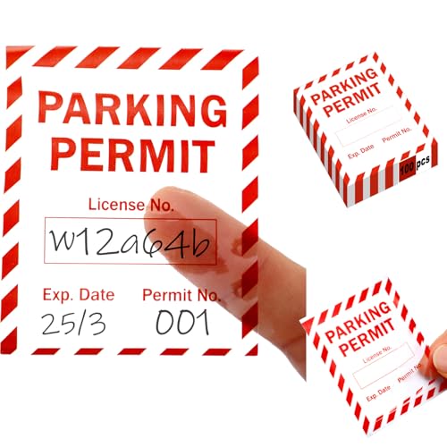 Trandraft 100 Pack Writable Static Cling Parking Decal Parking Car Permit Labels Stickers 2.5" x 2" Numbered 001-100 Clear Labels
