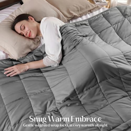 Image of Smart Queen Weighted Blanket 15lbs (48 inchx72 inch,Grey) Queen Size Soft Cooling Heavy Blanket for Sleeping, Breathable All Season Comfort with Premium Glass Beads,Machine Washable