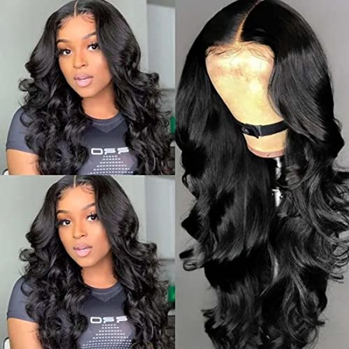 Beauty Forever Silk Base Fake Scalp T Part Lace Closure Wigs Body Wave Human Hair Wig for Women ,Brazilian Remy Human Hair Wigs Middle Part Pre Plucked 150% Density Natural Color 18 Inch