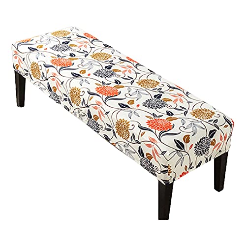 FDKJOK Funda de cojín para banco de comedor impresa, funda elástica para asiento de banco, funda extraíble y lavable para silla de comedor (120 x 40 x 15 cm)