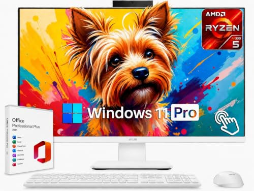 Image of ASUS All in One 27 inch FHD Touchscreen PC, Ryzen AI 5 330, 16GB DDR5, 1TB SSD | Copilot+ PC, 50 TOPS NPU, Anti-Glare, Radeon 840M, HDMI In /Out, Wi-Fi 6, Windows 11 Pro, Office 2021, KB & Mouse