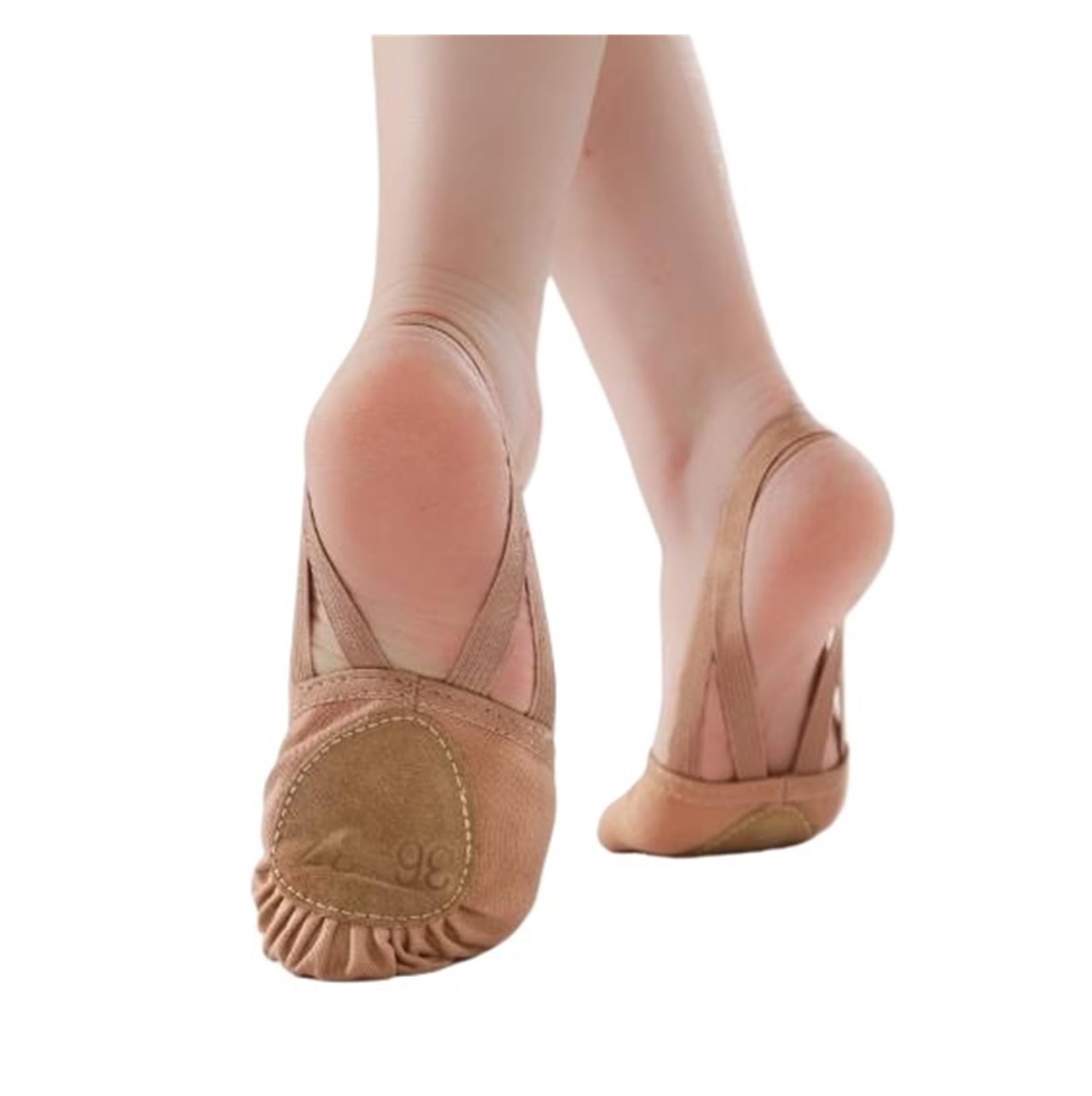 Zrhwspd Suntan Half Sole Dance Shoes Rhythmic Gymnastics Half Sole Ballet Dance Shoe Turning Shoes With Elastic Strip(,Women_36-37)