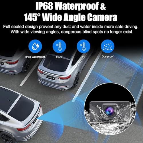 B-Qtech Wireless Backup Camera System Rear View Camera Monitor Kit HD 1080P Reverse Cameras for Truck Car Pickup RV Camper Van Waterproof Night Vision