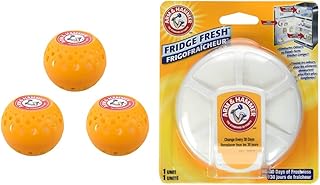 Arm & Hammer 48127 Odor Busterz Balls, 3 Pack, Orange & Fridge Fresh Baking Soda Deodorizer, 30 Days of Freshness