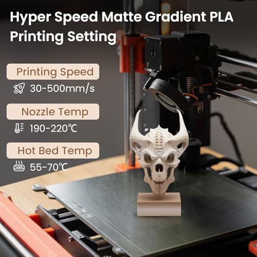 Image of ERYONE Matte Gradient Rainbow 3D Printer PLA Filament 1.75 + /- 0.03mm, HS Matte Multicolor High Speed Filament PLA 1KG(2.2LBS) Spool, Fossil