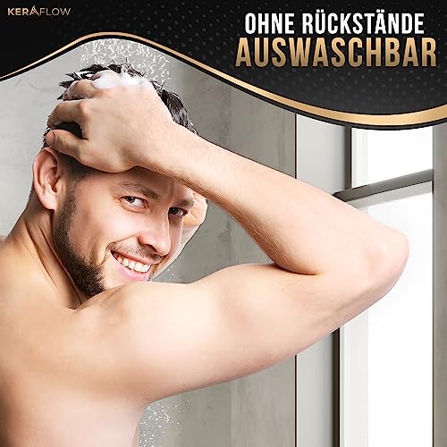 KeraFlow Streuhaar [Dunkles dunkelbraun] 28g - Schütthaar zur Haarverdichtung - Haarfasern für dichtes Haarvolumen gegen Haarausfall, kahle Stellen und dünnes Haar - Hair Fibers für Damen & Herren