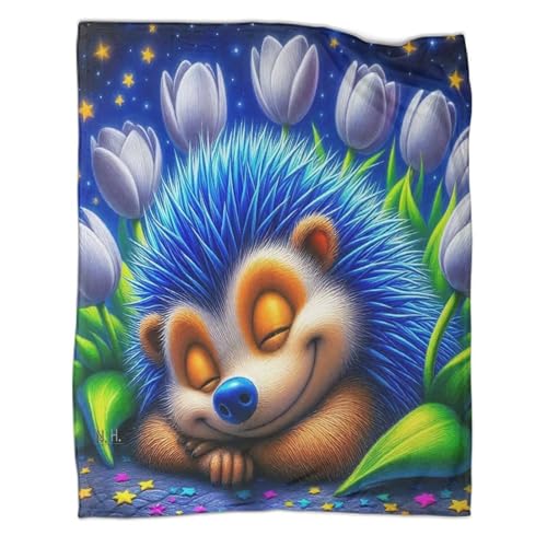 Couverture hérisson 3D 200x230cm en microfibre moelleuse pour grand lit