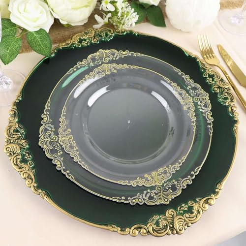 Platos cargadores redondos 13" acrílico verde set 12 miniatura 2
