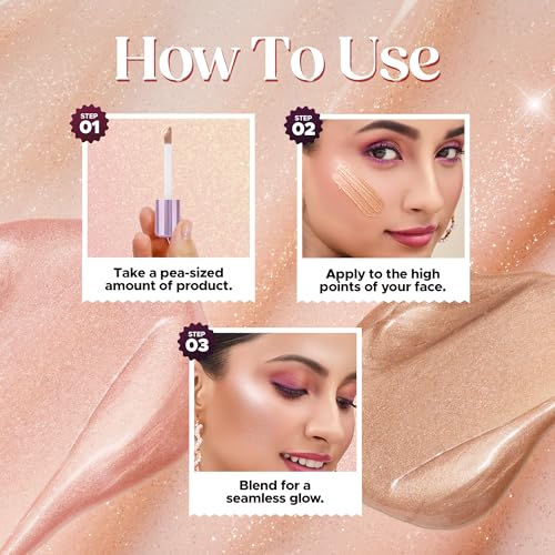 Image of Hilary Rhoda Ultra Glow Liquid Highlighter | Illuminating & Glitter Liquid Highlighter | Dewy Finish | Cruelty-Free & Vegan | Luminescent Finish | Weightless -3.8g (Ultra Champagne - Shade 03)