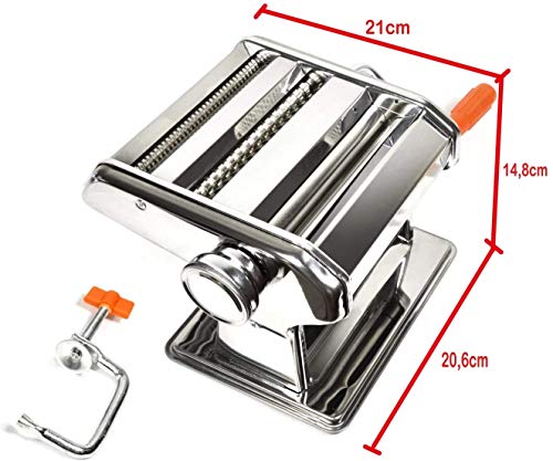 AufuN Nudelmaschine Edelstahl Pastamaker Frische Manuell Pasta Walze Maschine für 8 Verschiedene Teigdicken – Bild 3