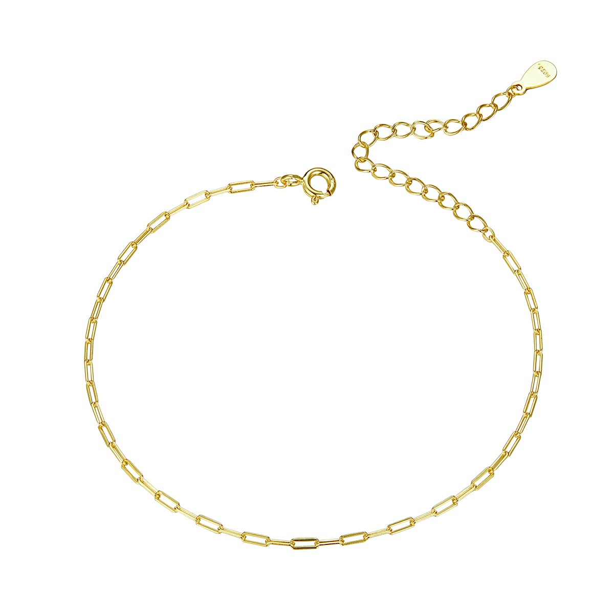 YCTTKDD Schlichtes zweifarbiges Armband aus echtem 925er Sterlingsilber, goldene Kabelkette, Kordelglied für Damenschmuck