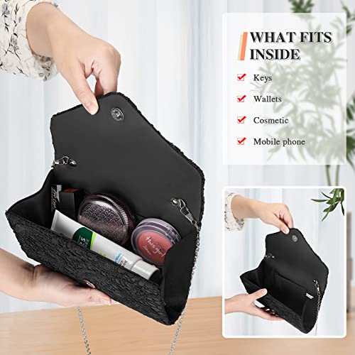 Image of UBORSE Evening Bag Lace Clutch Purse for Women Formal Elegant Envelope Wedding Party Cocktail Crossbody Shoulder Bag
