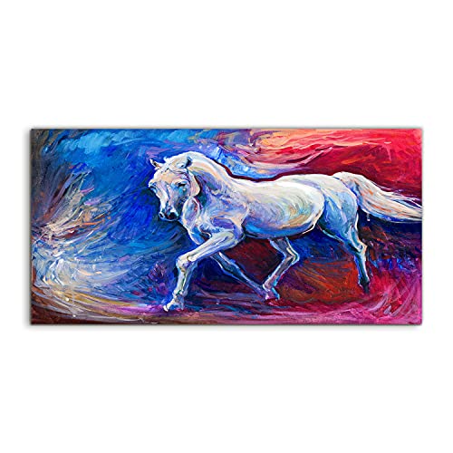 Tableau acrylique cheval 120x60 cm de salon art mural contemporain animalier