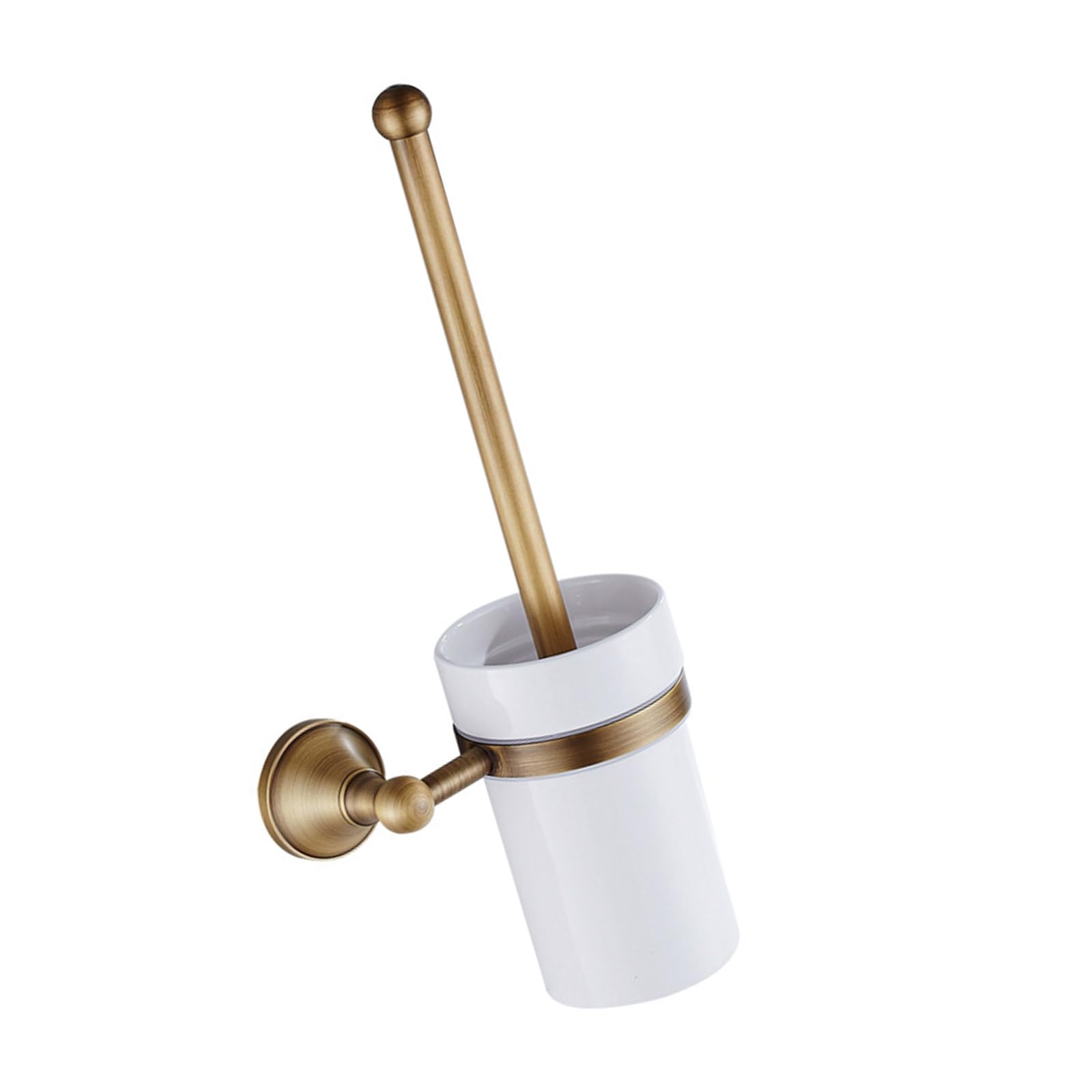 1 Antique European Wall-Mounted Toilet Brush Holder with Detachable Head, Bathroom Storage Rust-Resistant Design Wall Mounted Toilet Brush Holders