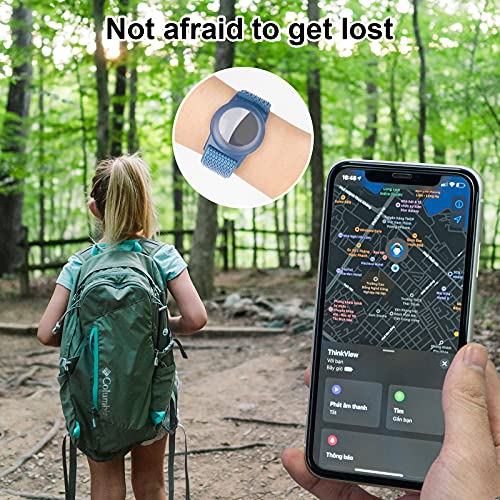 Kids Wristband Compatible with Apple AirTag, Protective Case for Air Tag GPS Tracker Holder with Nylon Bracelet, Adjustable Anti Lost Watch Band for Toddler Child Elder(Rainbow A & Blue) by Qonuiy - Image 4