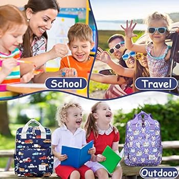 VASCHY Rugzak voor kinderen, schooltas, jongens, kleuterschool, 4-6 jaar, schattig, licht, waterdicht, dinosaurus, eenhoorn, voor A4, mappen, basisschool, met borstband, Kitten, Taille unique, Casual