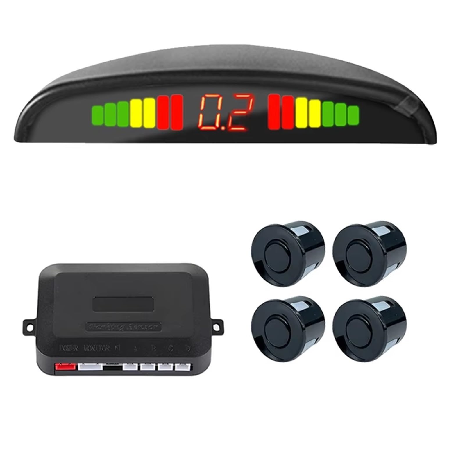 Voiture Recul Radar Capteurs De Stationnement Pour Voiture Kit Stationnement Avec Écran De 4 Capteurs 22 Mm Rétroéclairage Système De Surveillance Radar De Recul 12 V(Black)
