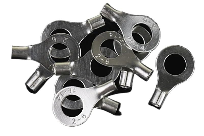 Borne à anneau conductrice RNB2-6L, sertissage nu pour fil AWG 16-14 stable