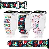 Christmas Band Compatible Apple Watch Women 3 Packs 42mm44mm45mm49mm,Soft Silicone Santa Reindeer Snowflake Snowman Xmas Tree elk Printed Wristband Strap for iphone Watch Series 8 7 6 5 4 3 2 1 SE