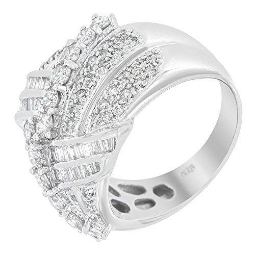 Original Classics 14K White Gold Round and Baguette-cut Diamond Ring (2 Cttw, H-I Color, SI2-I1 Clarity) - Size 6