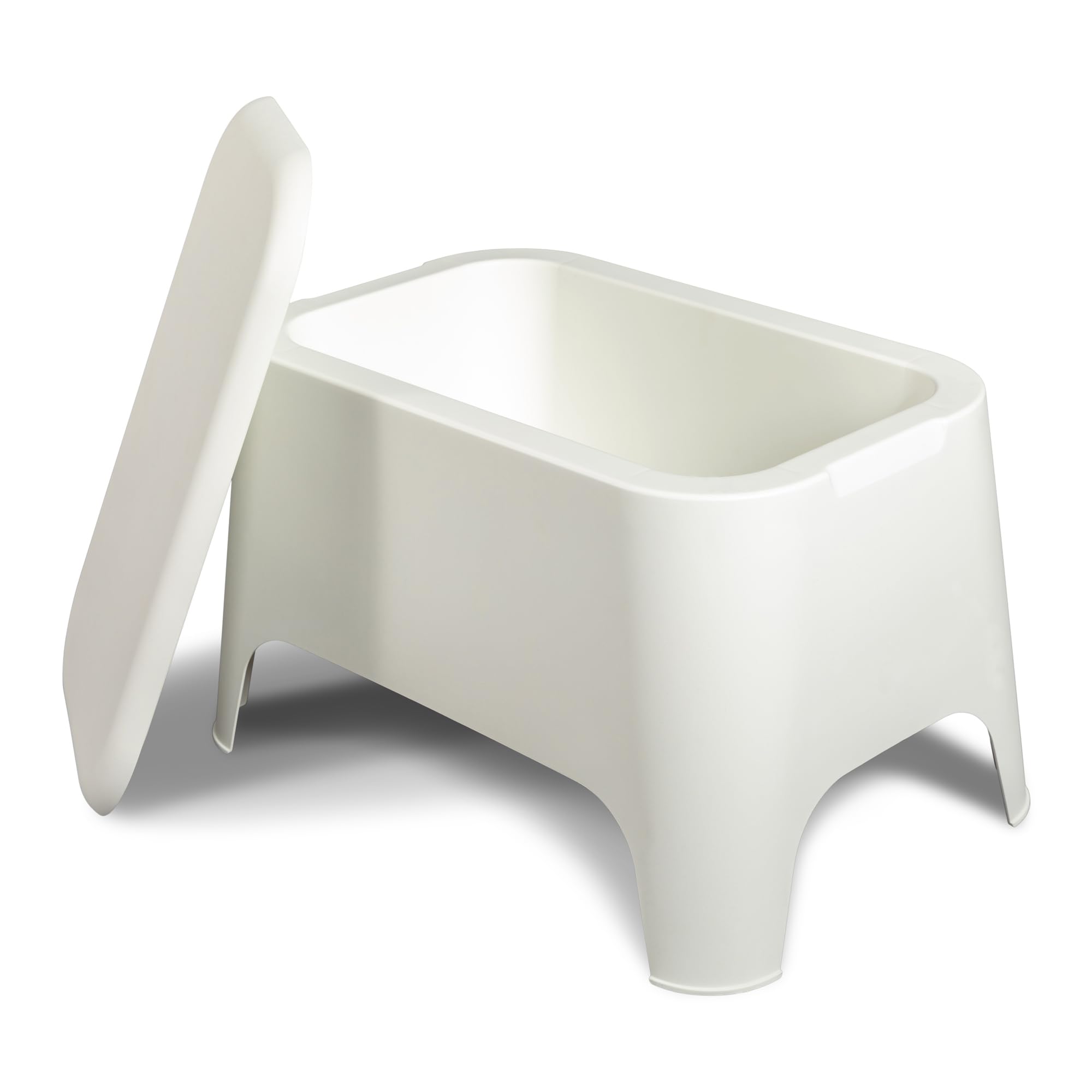 Tavolino Petra bianco 59x39x36 cm moderno con vano portaoggetti 21 litri coperchio rimovibile plastica riciclata uso esterno