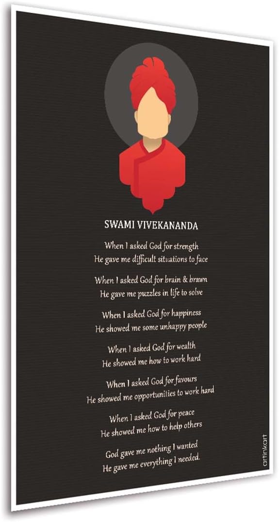 ArtinKart-Swami Vivekananda Poem, Motivational Poster for Office, Swami Vivekananda Quotes Posters for Wall 12x18 inch (Unframed, Rolled, Multicolor)