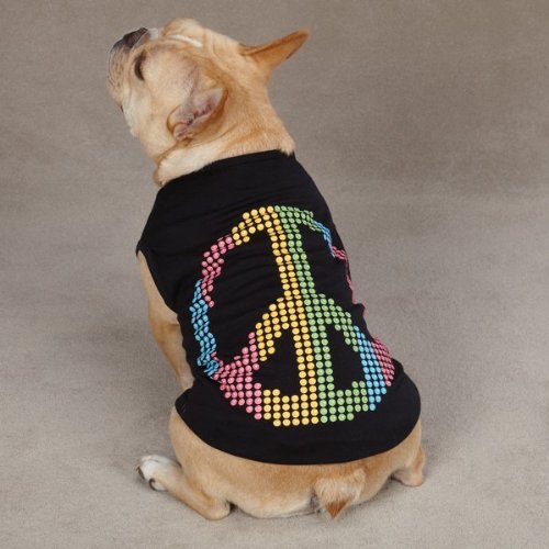 East Side Collection Polyester/Cotton Electric Peace Dog Tank, Medium, 16-Inch, Black