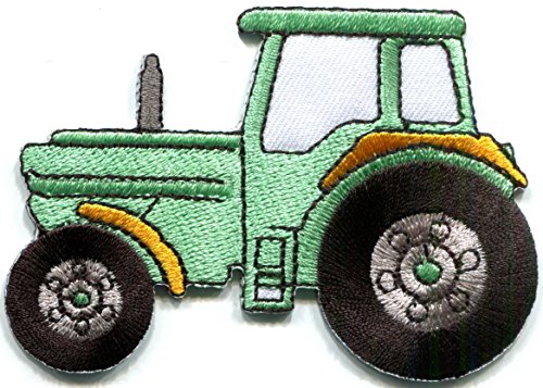 Tractor Crawler plow Farm Truck Mint Green Embroidered Applique Iron-on Patch New S-1344