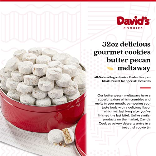 David’s Cookies Gourmet Butter Pecan Meltaway Cookies Gift Basket – 32Oz Butter Cookies With Crunchy Pecans And Powdered Sugar – All-Natural Ingredients – Kosher Recipe – Ideal Gift For Corporate Birthday Fathers Mothers Day Get Well And Other Special Occasions #TOP3