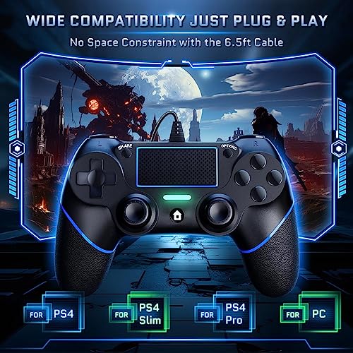 Dianven For Ps4 Controller Wired For Playstation 4/Pro/Slim And Pc Windows 11/10/8/7 With Double Vibration And Motion Motors For Ps4 Wired Controller, Professional Usb Controller For Ps4 Remote #TOP1