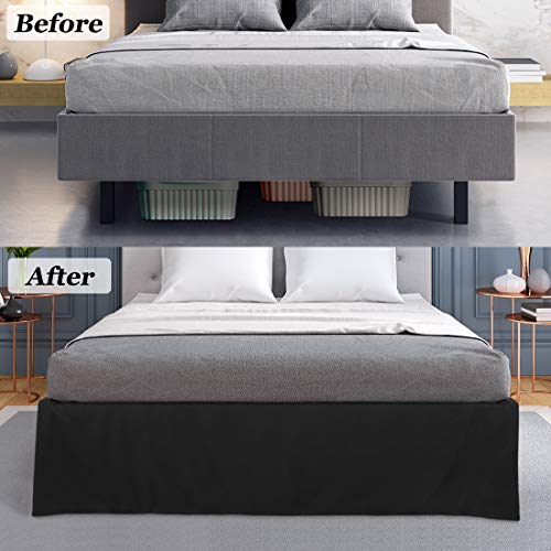 PiccoCasa Pleated Bed Skirt Classic Tailored Styling Dust Ruffled Durable Brushed Solid Hotel Quality, 16 Inch Drop Black King by PiccoCasa - Image 3