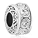 LuckyJewelry Filigree Charm 12 Colors Crystal Birthstone Spacer Round Beads Fit Charms Bracelet (April)