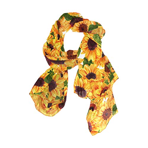 ALAZA Long Silk Like Scarf for Women Watercolor Sunflower Floral Yellow Large Head Wrap Stole2