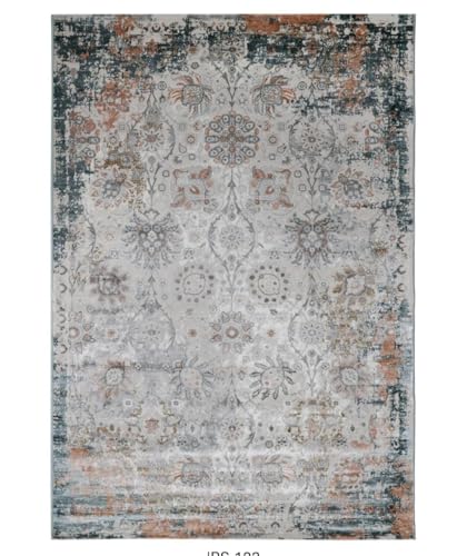 Image of 3x5 Feet (90x150 CM) Carpet for Bedroom Living Room & Hall - Navy Gold Modern Abstract Geometric Silk-Touch Luxury Hotel-Style Washable Anti-Skid Turkish Area Rug