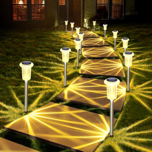Image of DenicMic CLEANUX Zone Solar Pathway Lights Outdoor Waterproof Warm White LED