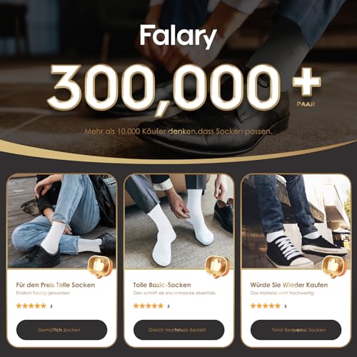 FALARY Socken Damen 35-38 Weiß Herren Socks Baumwolle Sportsocken Weiss Herrensocken 12 Paar Sport Socks Atmungsaktive Business Socken 6