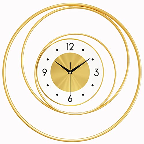 Horloge à quartz murale dorée de 50 cm en fer forgé pour salon