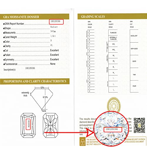 Moissanite Stone, 1.0 Carat 5*7Mm Radiant Cut Simulated Diamond Loose Gemstone Gh Color Vvs1 Clarity For Engagement Wedding Ring Pendant Necklace Earrings Jewelry Making With Certificate Of Authenticity #TOP3
