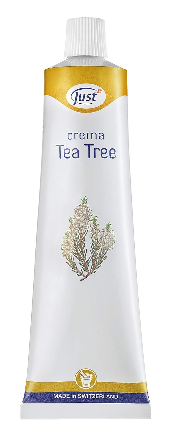 3 confezioni di crema all'albero del tè Just Dermoactive, 100 ml, favorisce l'equilibrio della pelle, + portachiavi Italy Shop Service gratuito