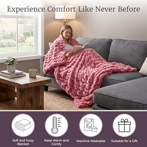 Image of Lavish Home Oversized Ruched Faux Fur Blanket - 60x80-Inch Plush Polyester Faux Fur Queen-Size Throw for Sofas and Beds - Luxurious Bedding (Pink)
