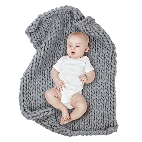 MHJY Chunky Knit Blanket for Baby Photo Props Blanket Newborn Photography Backdrop Rugs