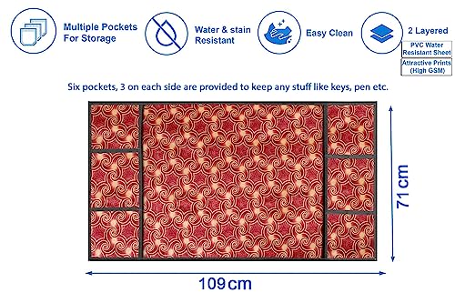 Image of The Furnishing Tree Fridge Top Cover Compatible for Samsung RR23C2F24S8 /HL, 215 LTR WxL 71x109 in CM Frieze Pattern Maroon