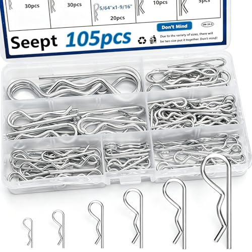 Image of 105Pcs 304 Stainless Steel Cotter Pins 7-Values R Cotter Pin Used for Hitch Lock System, Trucks, Engine