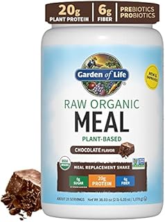 Tasty Organic Chocolate Meal Replacement Shake Vegan - Garden of Life - 20g Complete Plant Based Protein, Greens, Digestive Enzymes, Pro & Prebiotics for Easy Digestion – Non-GMO, Gluten-Free, 2.4 LB