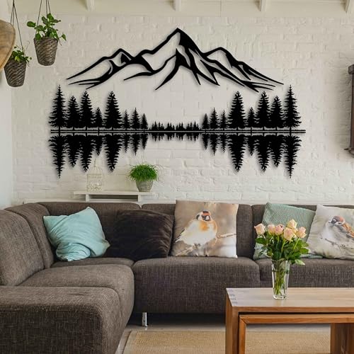 KAWA METALWORKS Mountain & Forest Wall Art - Pine Trees & Hill, Large Nature Wall Decor, Metal Wall Hanging, Housewarming Gift - Image 4