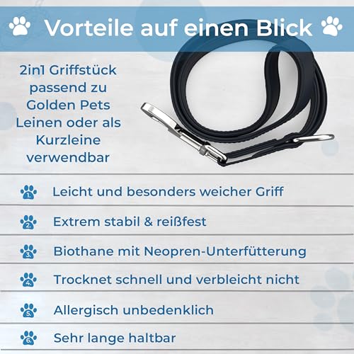 Testnote: Sehr gut - Kurzführer Hund 31cm I Wetterfest aus Biothane und Neopren Polsterung I Griffstück für Golden Pets Hundeleine I Hundeleine kurz kleine - große Hunde